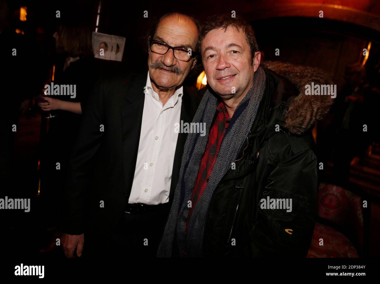 Gerard Hernandez and Frederic Bouraly attend Hernandez book presentation De Scenes De Vie A Scenes De Menages at Buddha-Bar, in Paris, France, on March 31, 2014. Photo by Jerome Domine/ABACAPRESS.COM Stock Photo