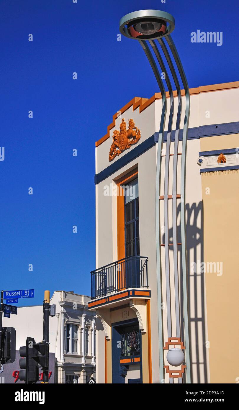 Art Deco Building, Russell Street, Hastings, Hawke's Bay, North Island, New Zealand Stock Photo