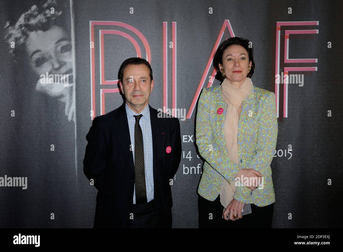 Sylviane TarsotGillery, Bruno Racine attending the PIAF Exhibition to