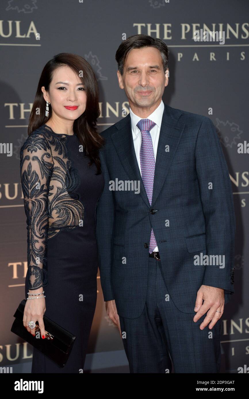 Zhang Ziyi and Nicolas Beliard attending the Peninsula Paris Photocall Opening Ceremony in Paris, France on April 16, 2015. Photo by Nicolas Briquet/ABACAPRESS.COM Stock Photo