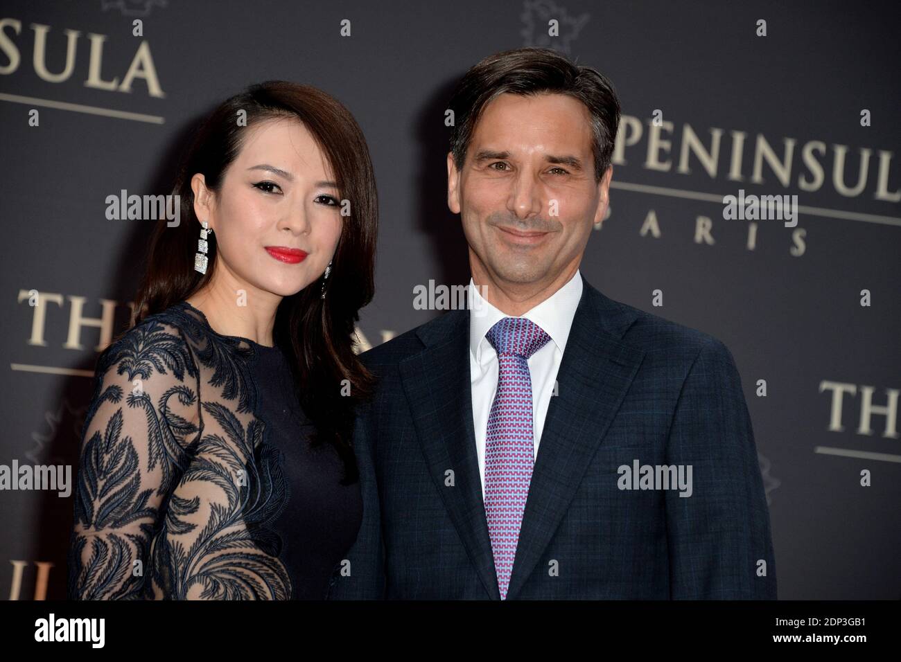 Zhang Ziyi and Nicolas Beliard attending the Peninsula Paris Photocall Opening Ceremony in Paris, France on April 16, 2015. Photo by Nicolas Briquet/ABACAPRESS.COM Stock Photo