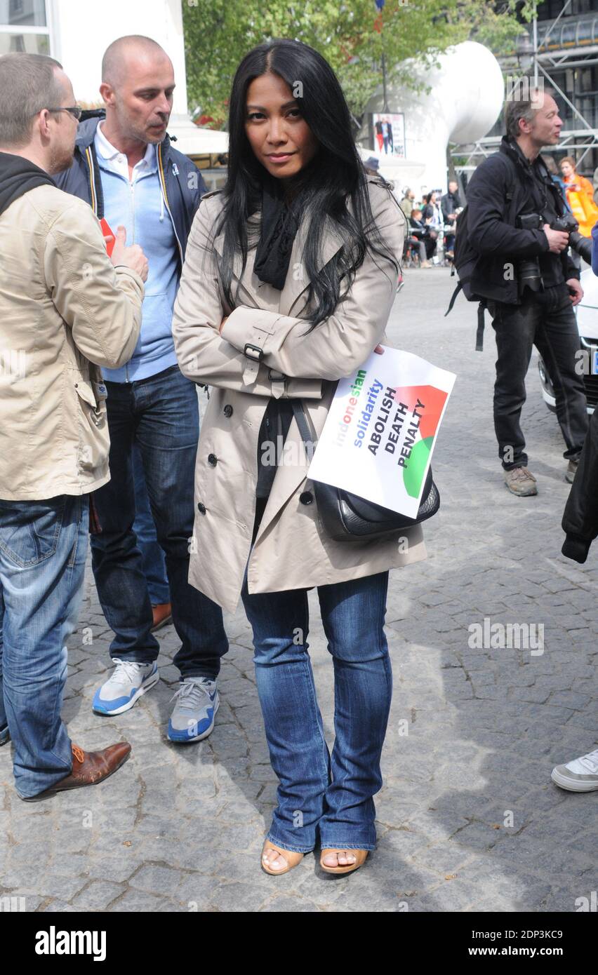 Indonesian singer Anggun is seen, during the rally in support to the