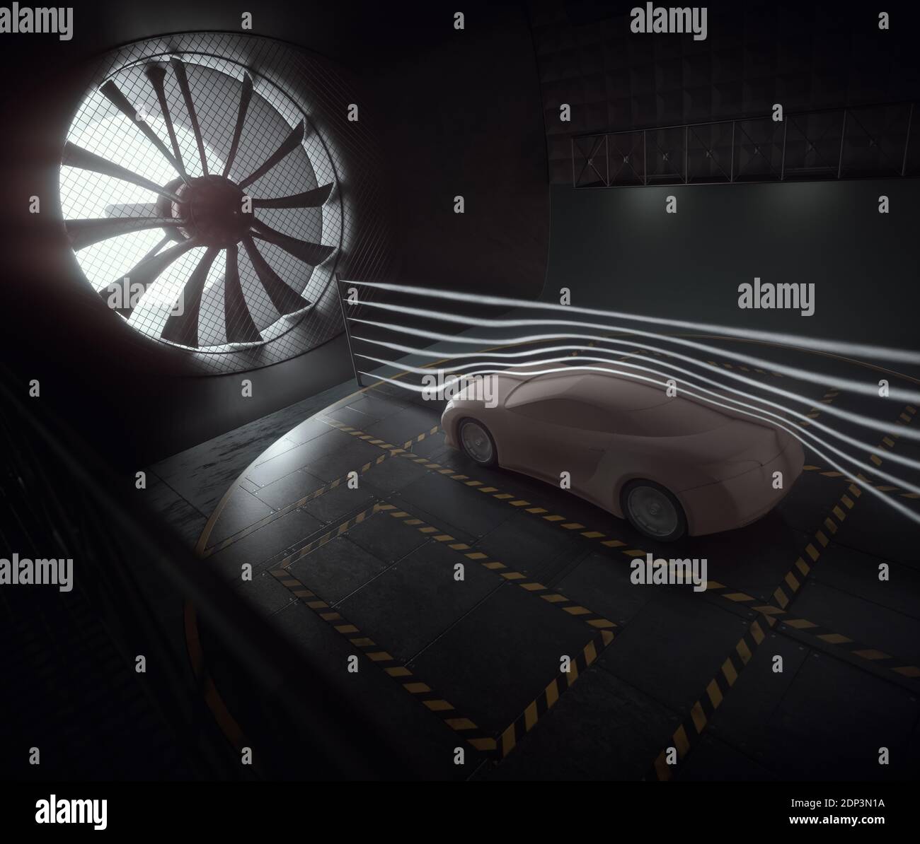 Car in wind tunnel, illustration. Stock Photo