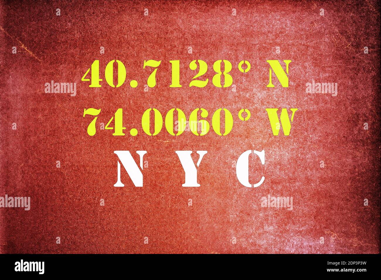 GPS coordinates for New York City with a vintage/retro typography effect  Stock Photo - Alamy