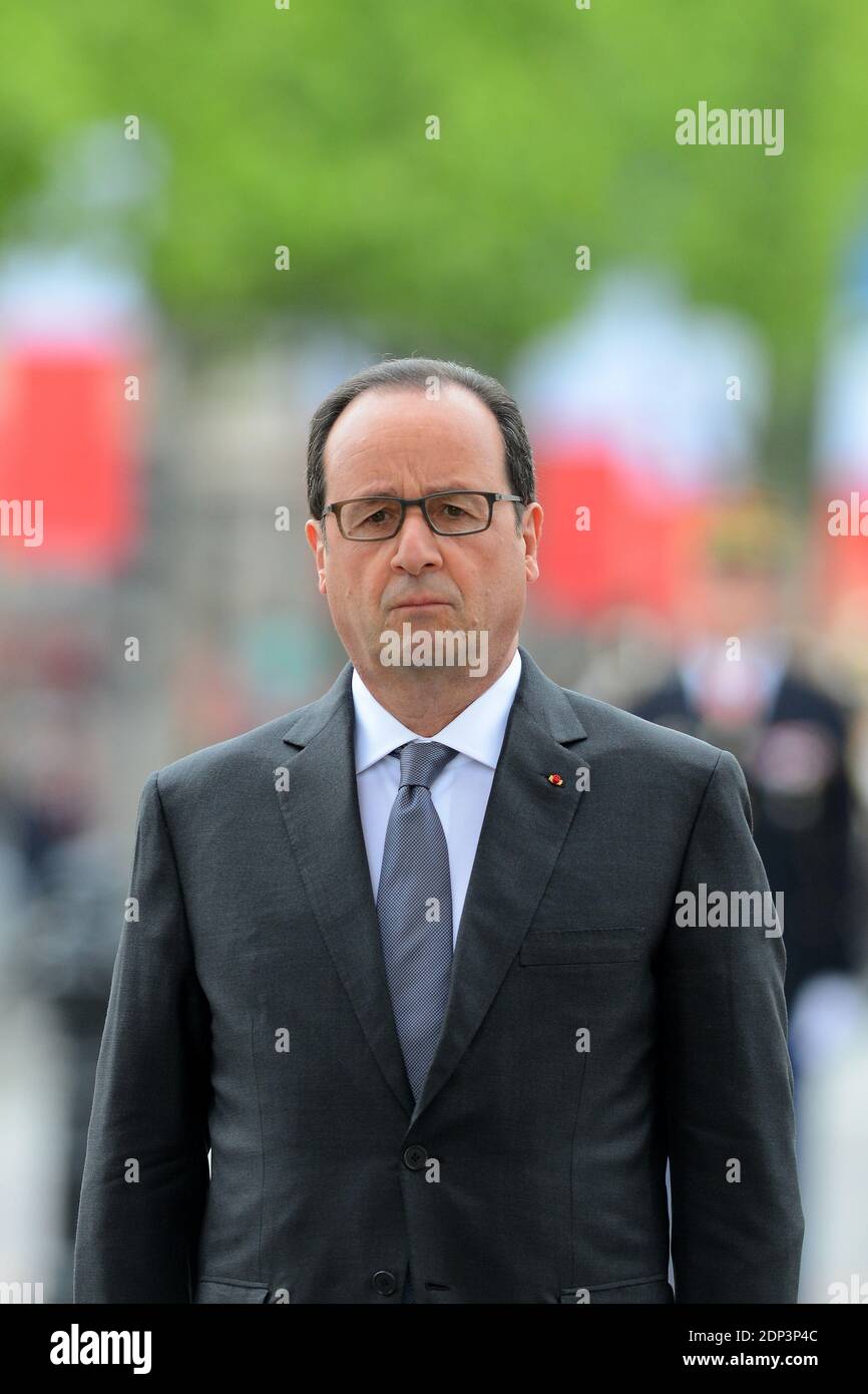 French President Francois Hollande at the Arc de Triomphe, as part of a ...