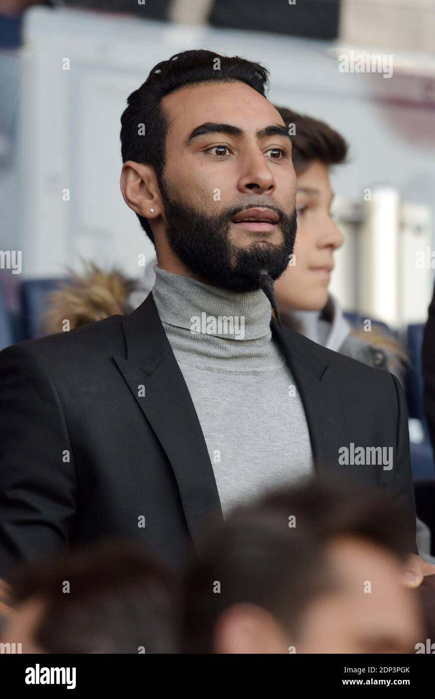 La Fouine attending the French First League soccer match, Paris Saint