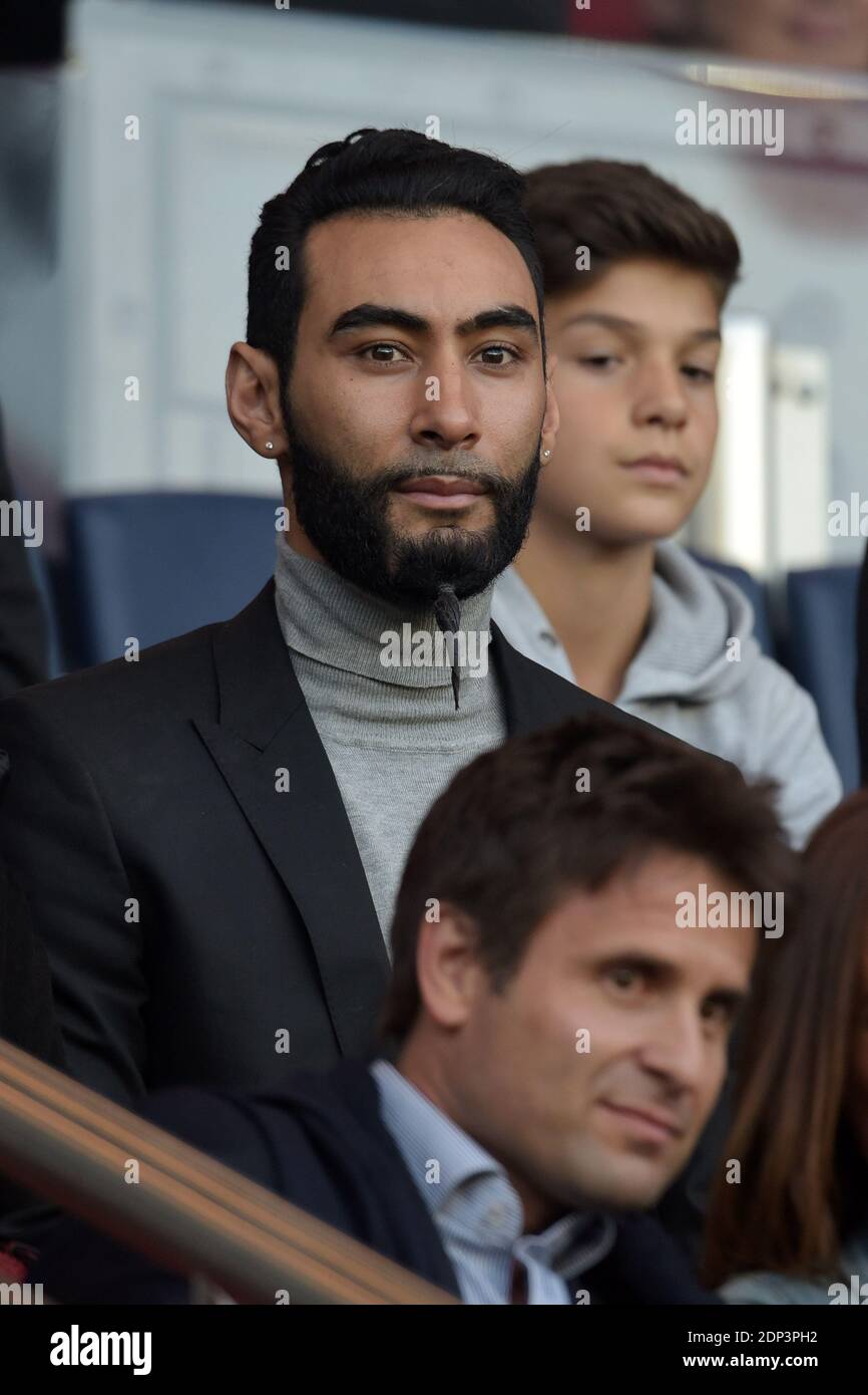 La Fouine attending the French First League soccer match, Paris Saint