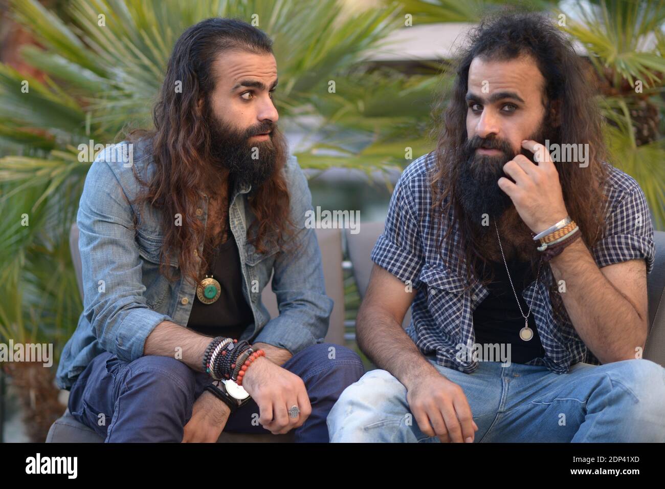Palestinian twin brothers Tarzan (R) and Arab Nasser, pose in Cannes(06)