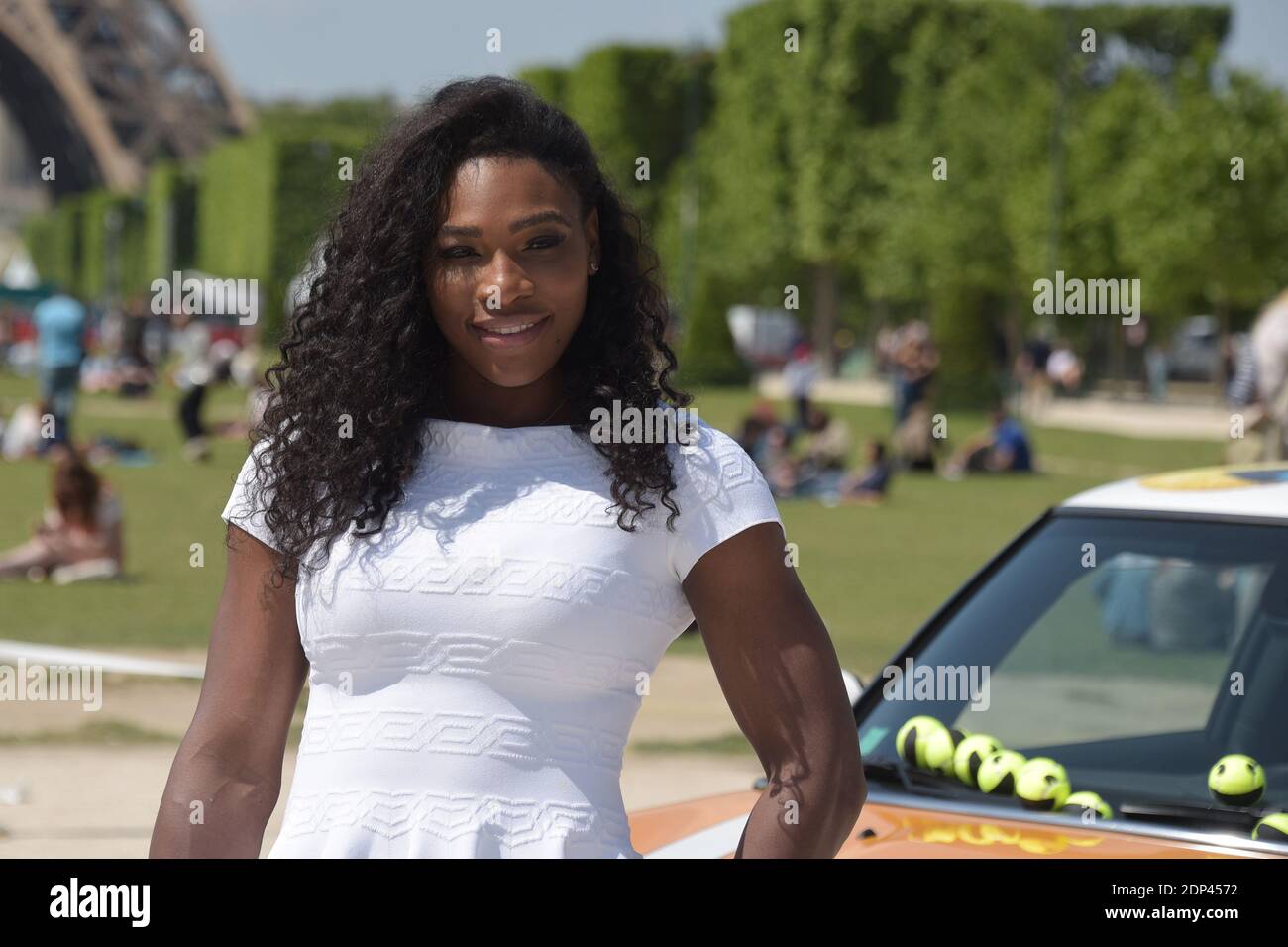 Serena Williams attends the photocall for the new film Pixel at Champs