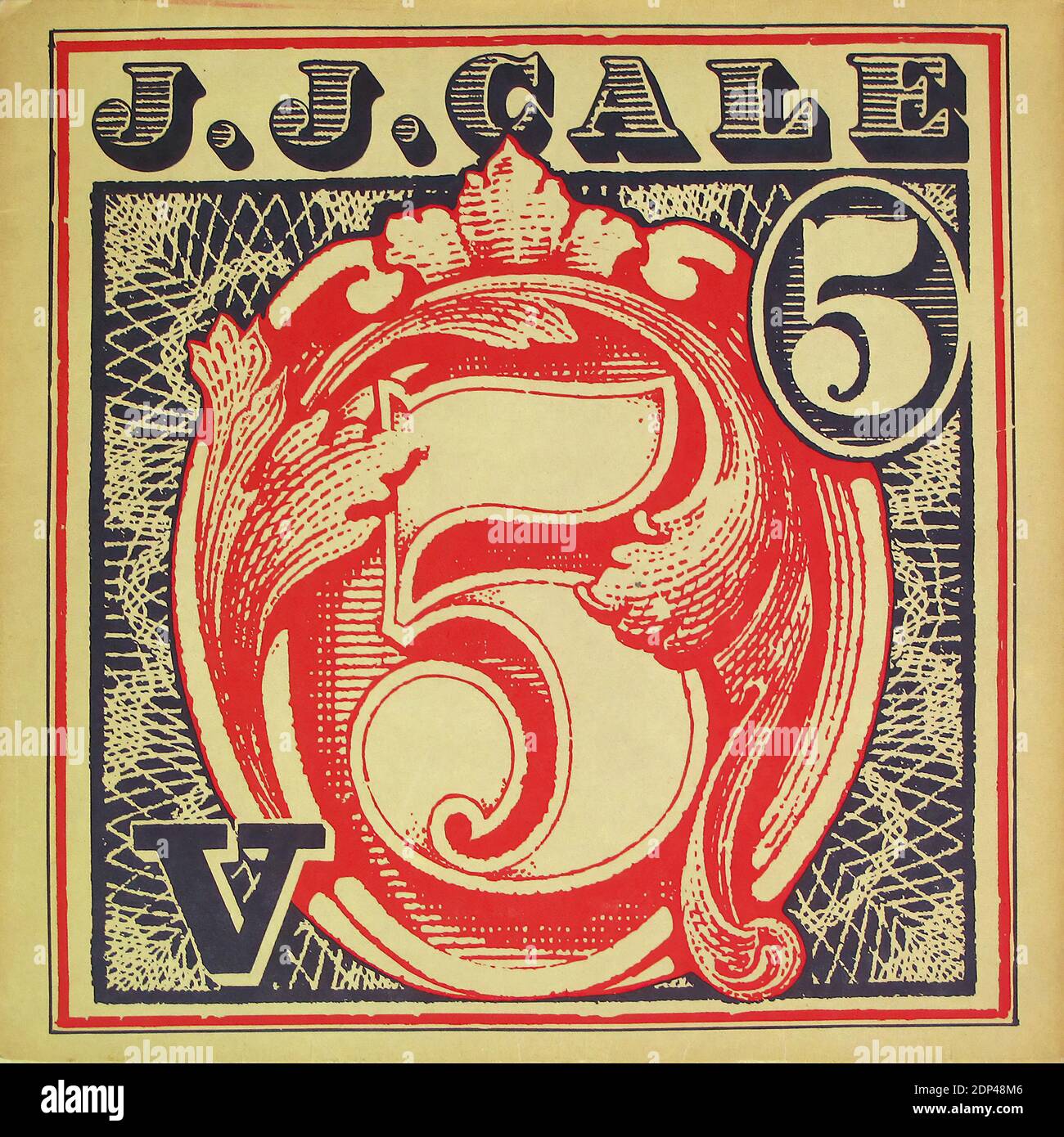 J.J. CALE   5 V  - Vintage Vinyl Record Cover Stock Photo