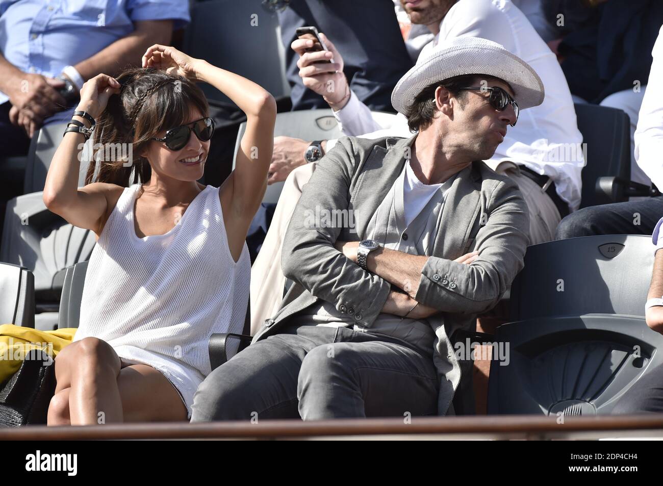 Patrick Bruel Et Sa Copine Lors De L Open De Tennis 2015 De Roland Garros A Paris France Le 30 Mai 2015 Photo By Nicolas Gouhier Abacapress Com Stock Photo Alamy