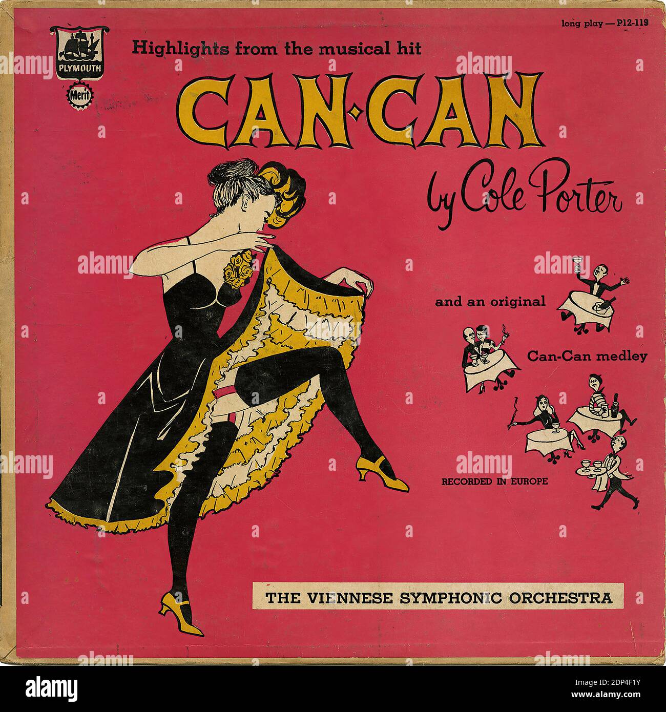 Highlights from the Musical Hit Can Can by Cole Porter - Vintage Record Cover Stock Photo