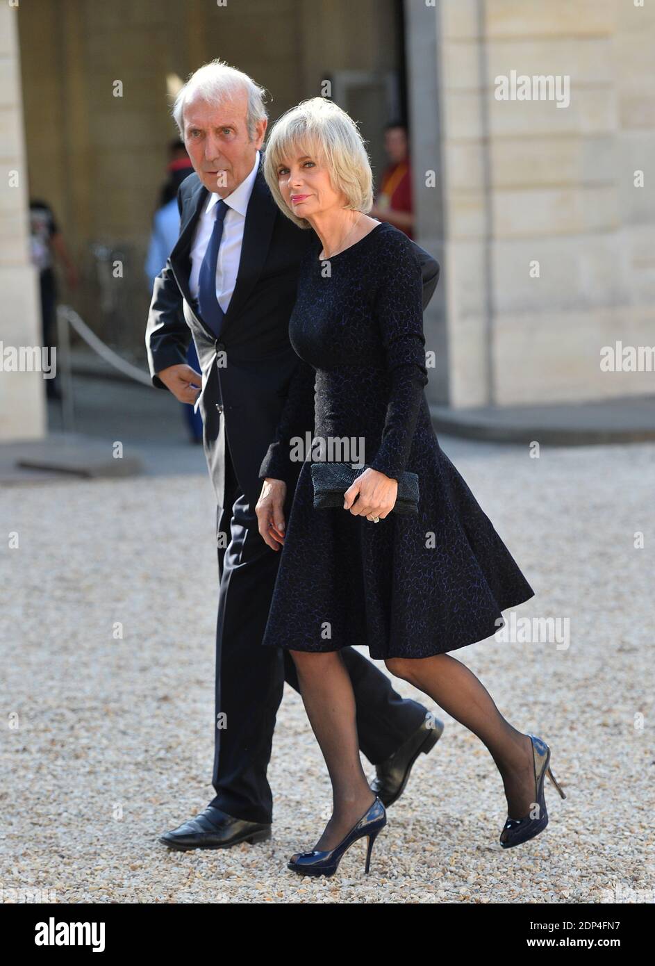 Former French Minister of Justice Elisabeth Guigou and husband Jean-Louis Guigou arriving at the Elysee Palace for a state dinner in honor of King Felipe VI and Queen Letizia of Spain, in Paris, France on June 2, 2015. The Spanish royal couple, who cut short their March 2015 state visit to France after a Germanwings Airbus crashed in the French Alps killing 45 Spanish citizens, are on a three-day official state visit to France. Photo by Christian Liewig/ABACAPRESS.COM Stock Photo