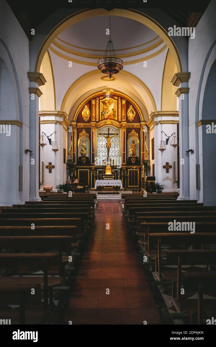 Interior of Church of Saint Anthony of Padua, Frigiliana, Spain Stock Photo