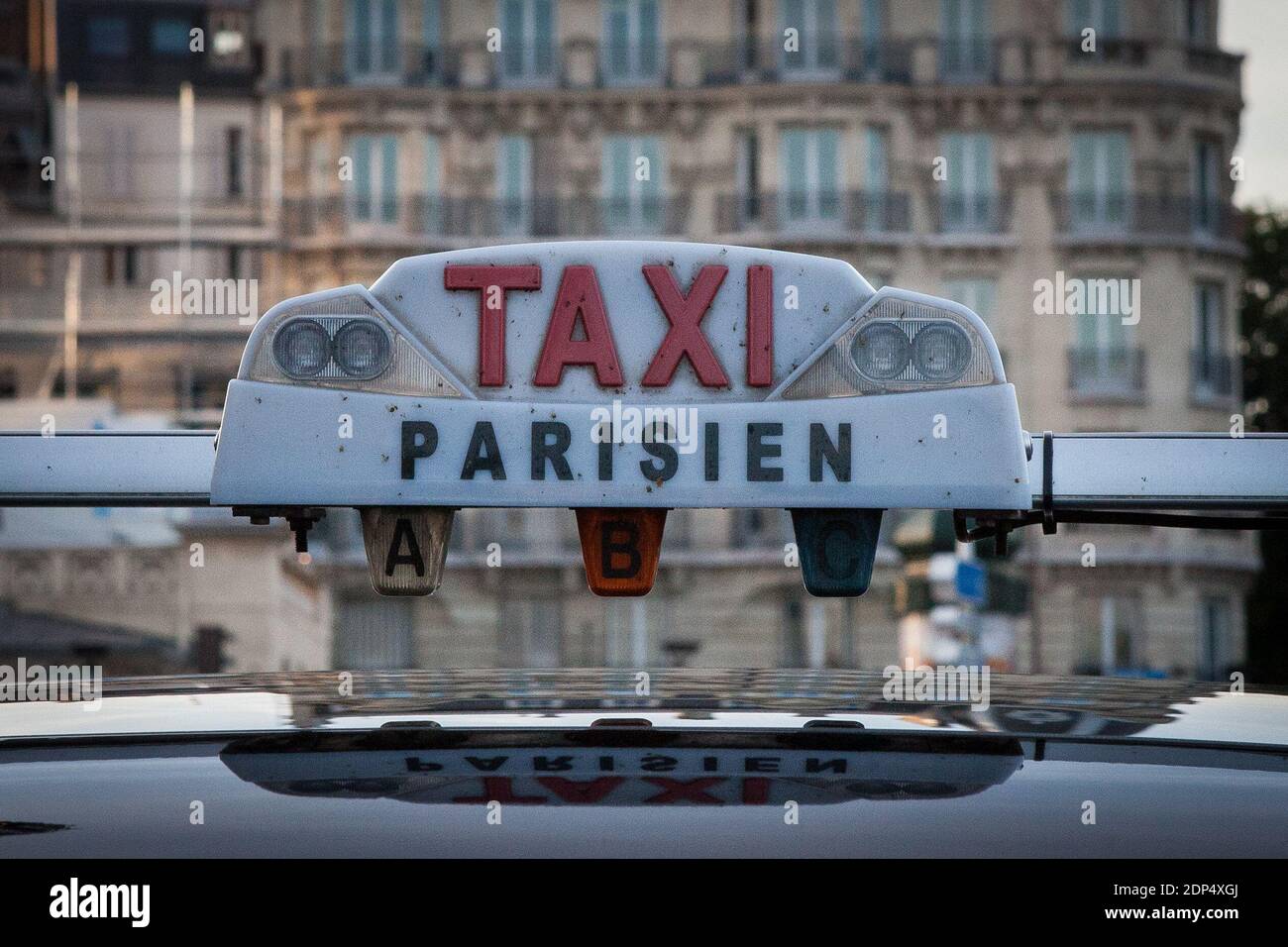 Taxi drivers block Porte Maillot in Paris, France on June 25, 2015.  Hundreds of taxi drivers converged on airports and other areas around the  capital to demonstrate against UberPOP, a popular taxi