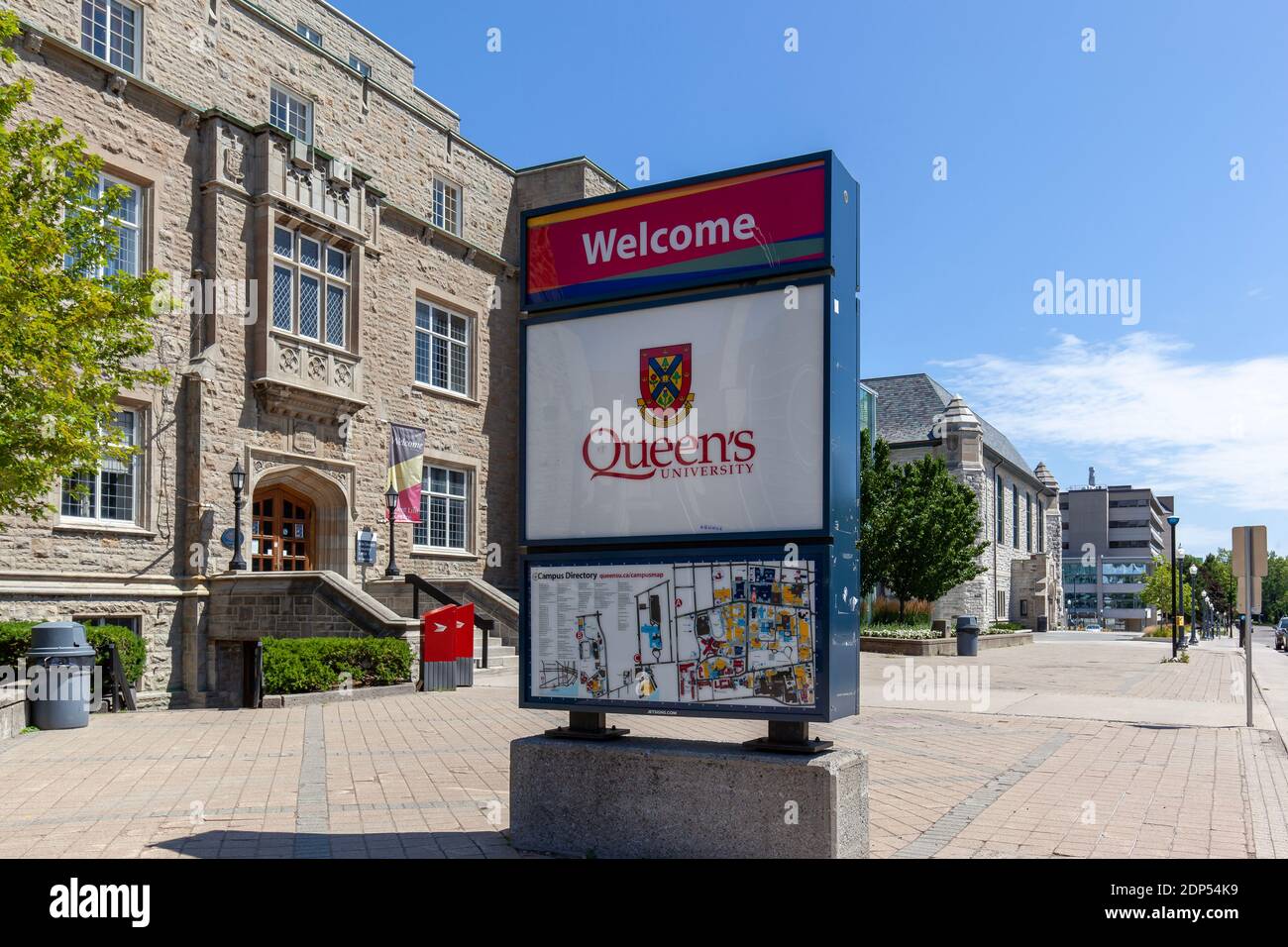 Kingston, Ontario, Canada - August 7, 2020: Queen's University sign is seen at the campus in Kingston, Ontario, Canada Stock Photo
