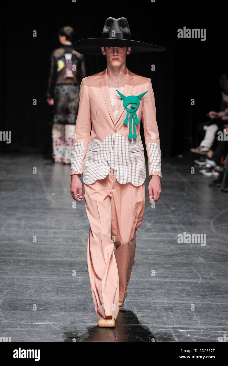 A model walks the runway at the Walter Van Beirendonck Spring-Summer 2016  fashion show during