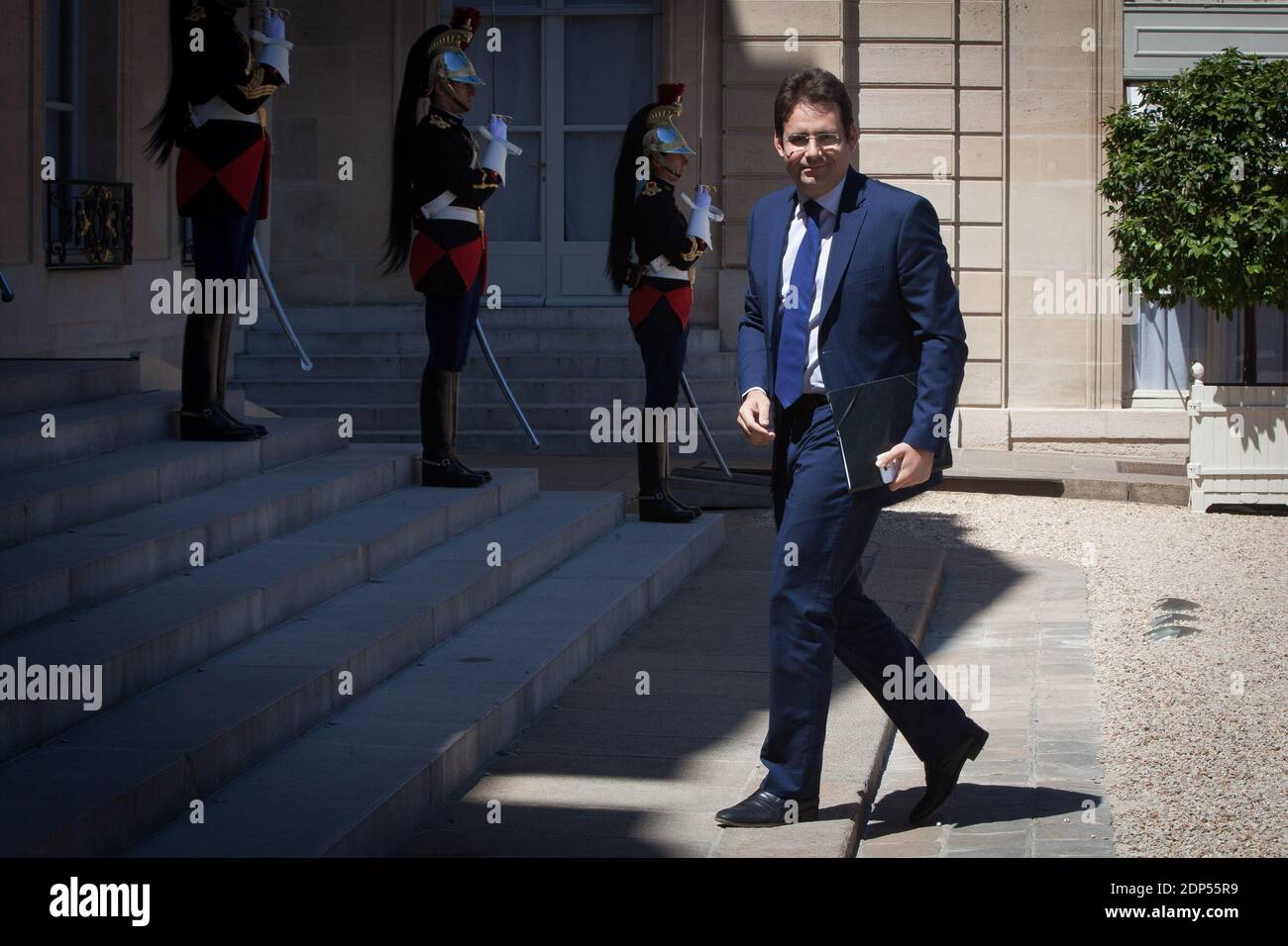 French Secretary of State for Foreign Trade, Tourism Promotion and French Citizens Living Abroad Matthias Fekl arriving at Elysee Palace for talks with French President Francois Hollande and Chinese Prime Minister Li Keqiang at the Elysee Palace in Paris, France on June 30, 2015. Li Keqiang is on a three-day state visit to France. Photo by Audrey Poree/ABACAPRESS.COM Stock Photo