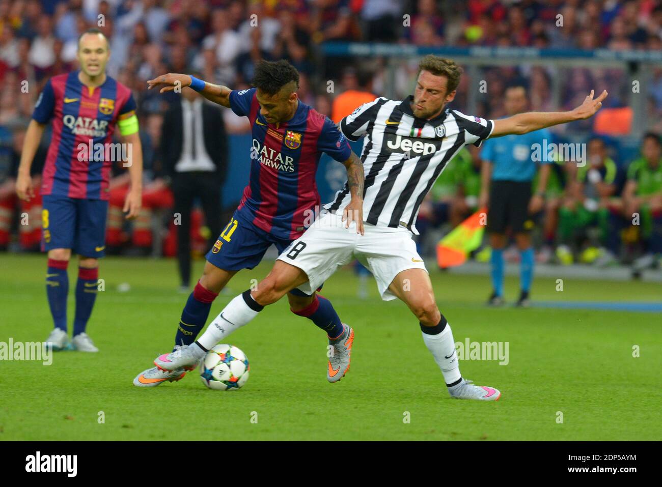 Barcelona's Neymar during the Champion's League Final soccer match, Barcelona vs Juventus in Berlin, Germany, on June 6th, 2015. Barcelona won 3-1. Photo by Henri Szwarc/ABACAPRESS.COM Stock Photo