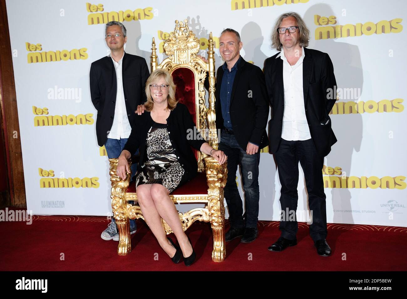 Pierre Coffin, producer Janet Healy, Kyle Balda and guest attending the premiere for the film Minions (Les Minions) at Le Grand Rex in Paris, France on June 23, 2015. Photo by Aurore Marechal/ABACAPRESS.COM Stock Photo
