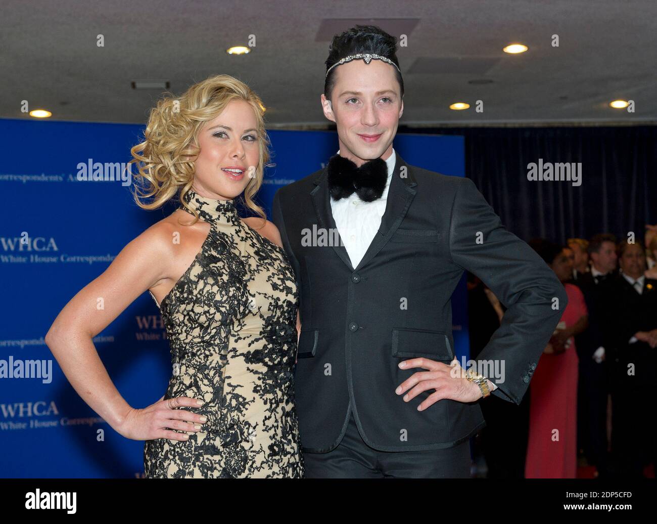 Tara Lipinski and Johnny Weir arrive for the 2015 White House Correspondents Association Annual Dinner at the Washington Hilton Hotel in Washington, DC, USA, on Saturday April 25, 2015. Photo by Ron Sachs/CNP/ABACAPRESS.COM Stock Photo