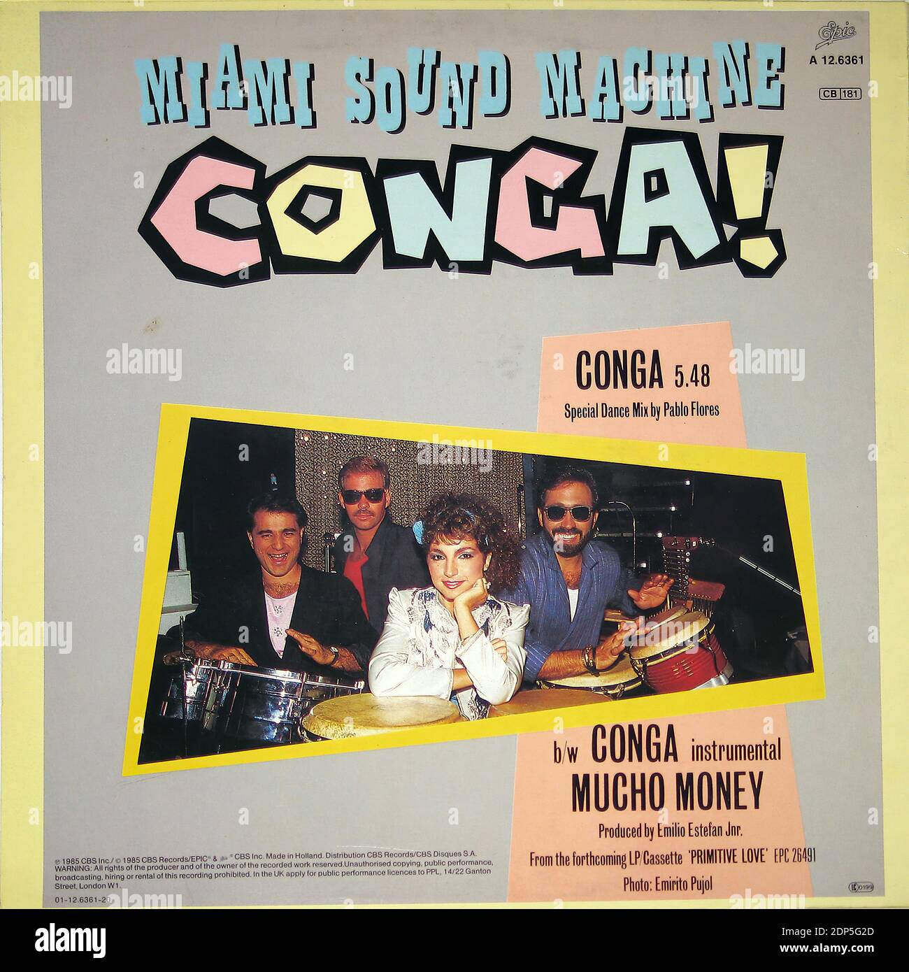 Miami Sound Machine (Gloria Estefan)   Conga!  - Vintage Vinyl Record Cover01 Stock Photo