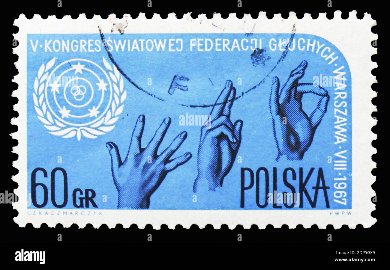 MOSCOW, RUSSIA - SEPTEMBER 15, 2018: A stamp printed in Poland shows ...