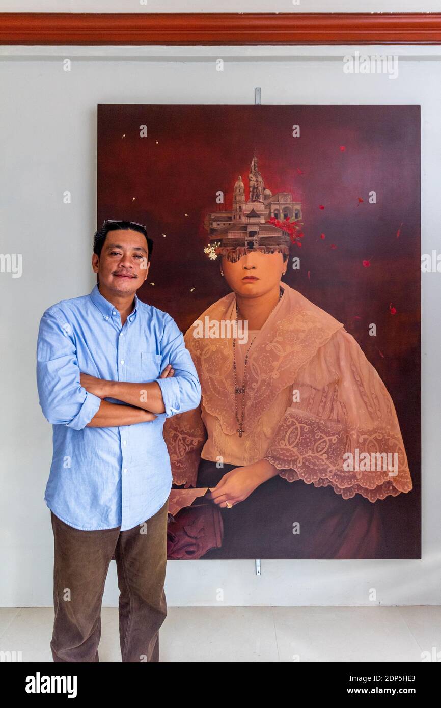 The graphic artist and painter Felix Mago Miguel in Bohol, Philippines Stock Photo