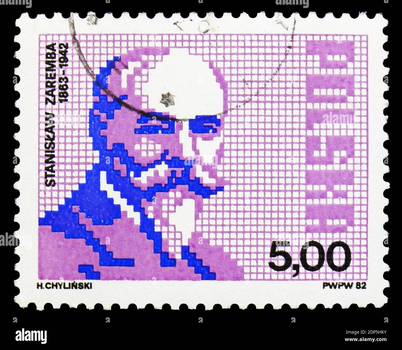 MOSCOW, RUSSIA - SEPTEMBER 15, 2018: A stamp printed in Poland shows Stanislaw Zareba (1863-1942), Mathematicians, serie, circa 1982 Stock Photo