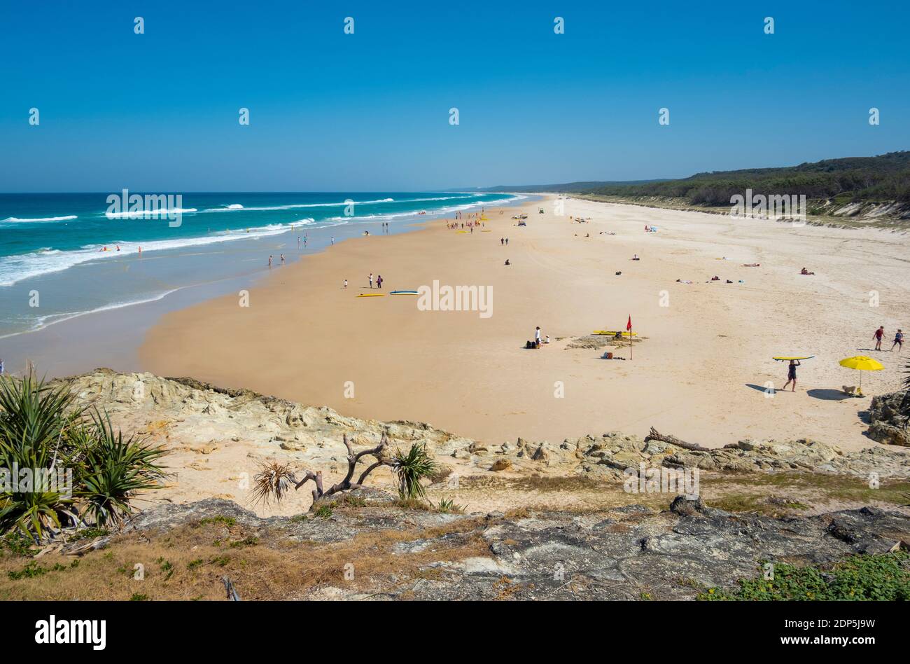 Beautiful Point Lookout Beach, North Stradbroke Island, Queensland, Australia on a perfect sunny day Stock Photo