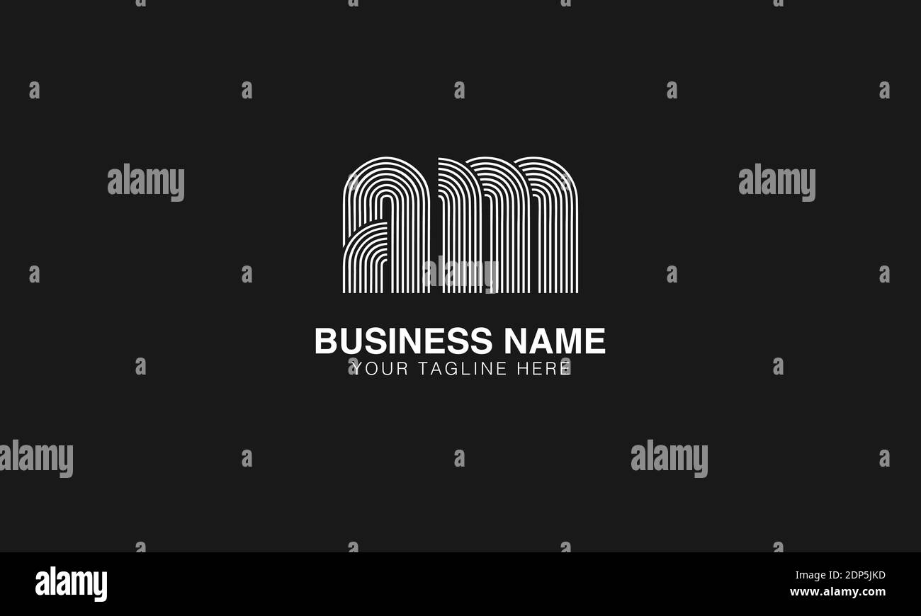 AM A M initial based modern minimal creative logo vector template image. Line art finger print logo Stock Vector