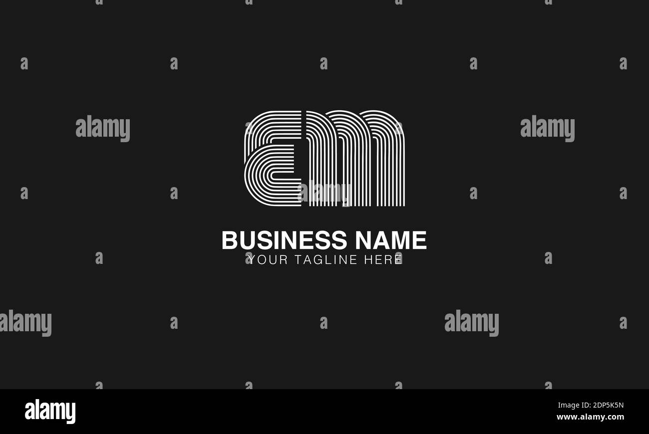 EM E M initial based modern minimal creative logo vector template image. Line art finger print logo Stock Vector