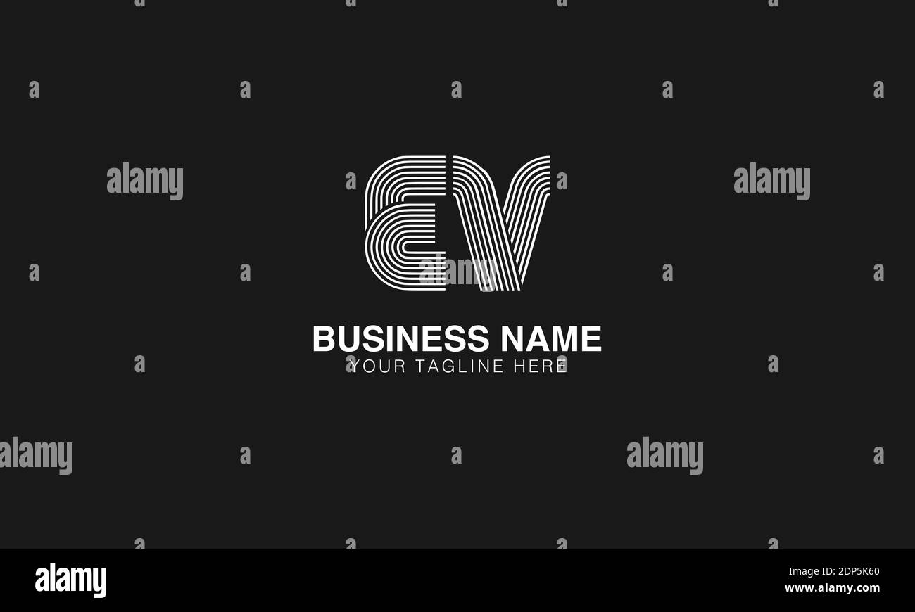 EV E V initial based modern minimal creative logo vector template image. Line art finger print logo Stock Vector