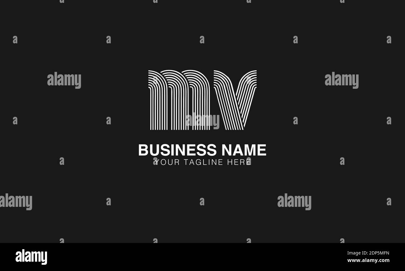 MV M V initial based modern minimal creative logo vector template image. Line art finger print logo Stock Vector
