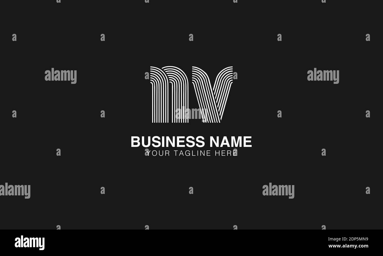 NV N V initial based modern minimal creative logo vector template image. Line art finger print logo Stock Vector