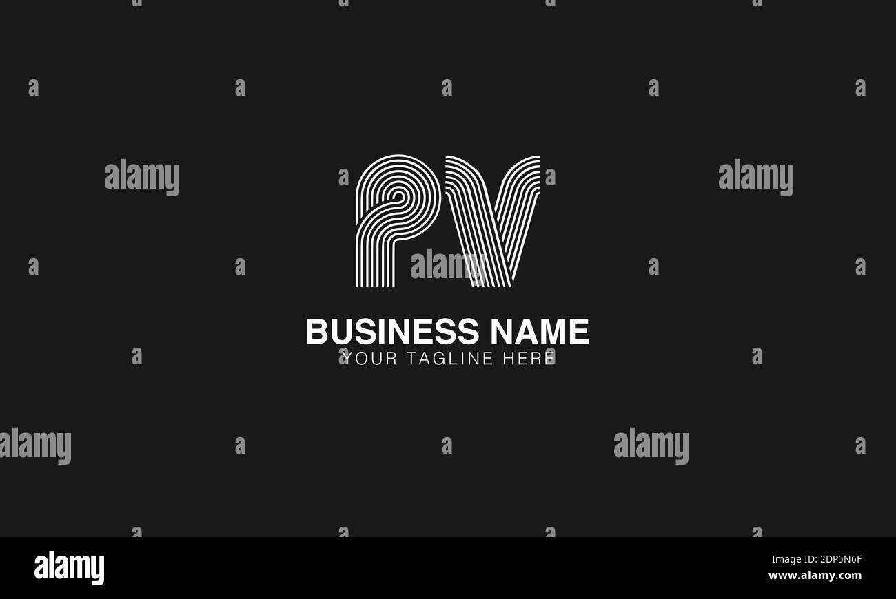 PV P V initial based modern minimal creative logo vector template image. Line art finger print logo Stock Vector