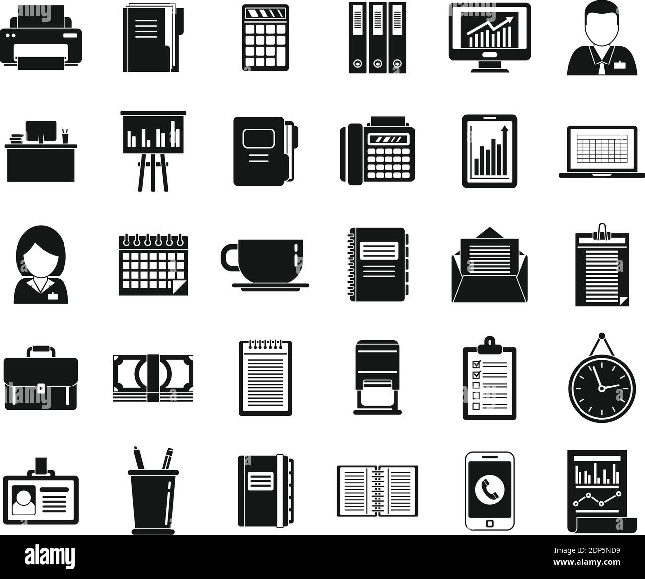 Time management icons black set hi-res stock photography and images - Alamy