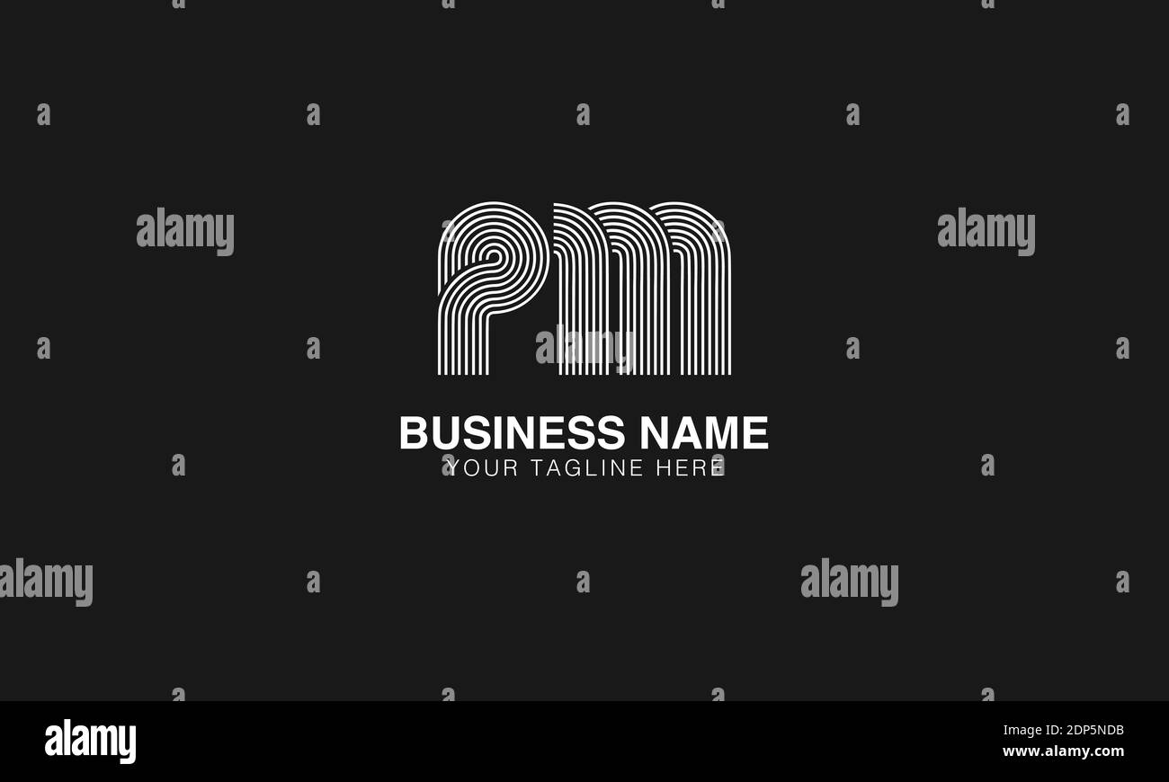 PM P M initial based modern minimal creative logo vector template image. Line art finger print logo Stock Vector