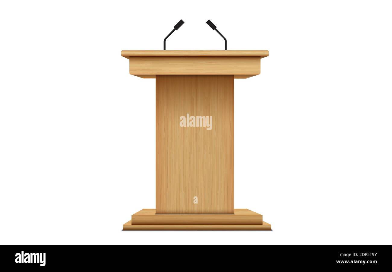 wooden announcement podium in the white studio room Stock Vector Image ...