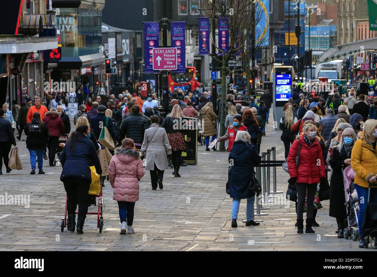 A general view of Northumberland Street, Newcastle upon Tyne, as shops reopen after the end of the country's second national lockdown Stock Photo