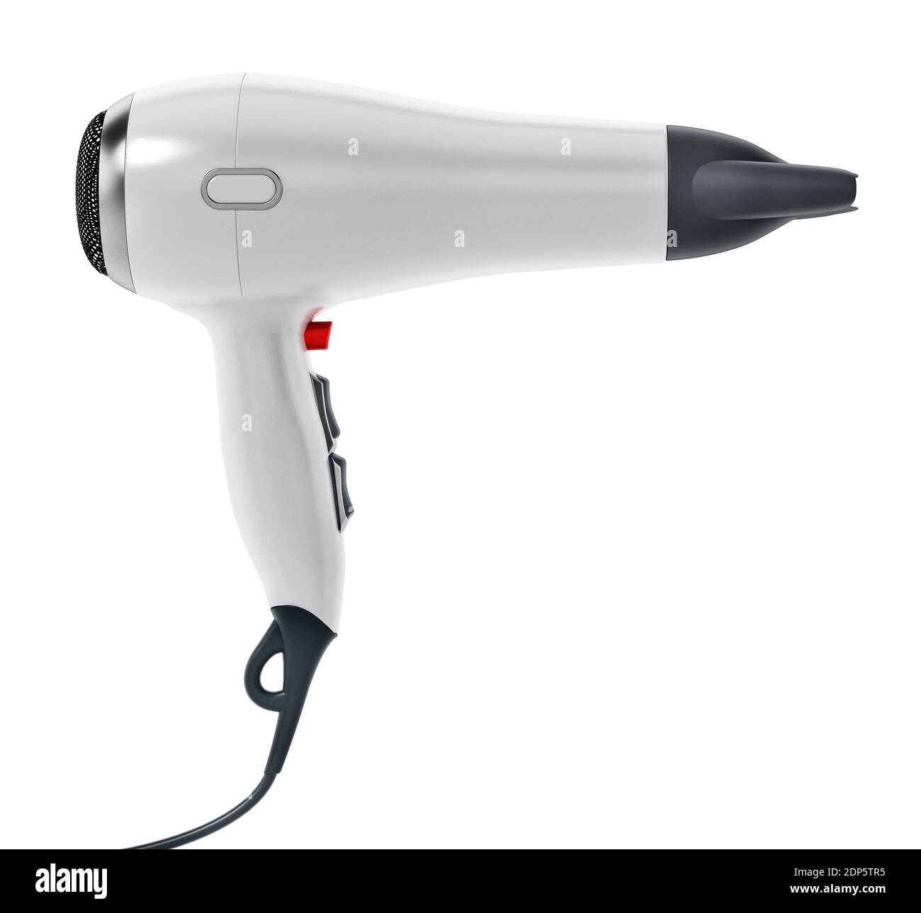 Professional hair dryer isolated on white background.. 3D illustration. Stock Photo