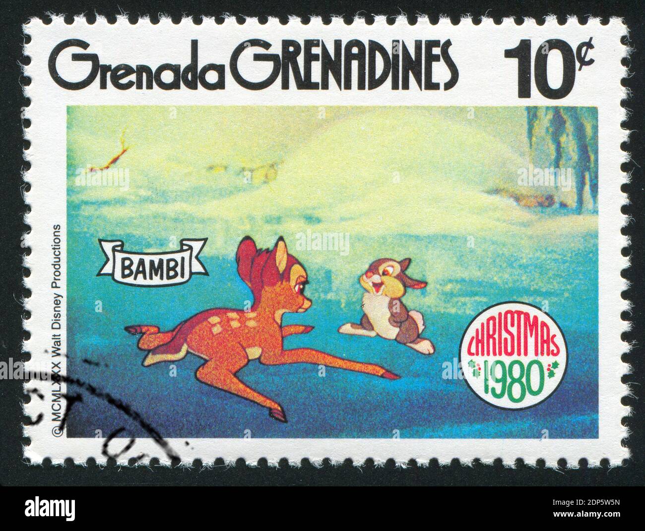 GRENADA - CIRCA 1980: stamp printed by Grenada, shows Walt Disney characters, Bambi, circa 1980 Stock Photo