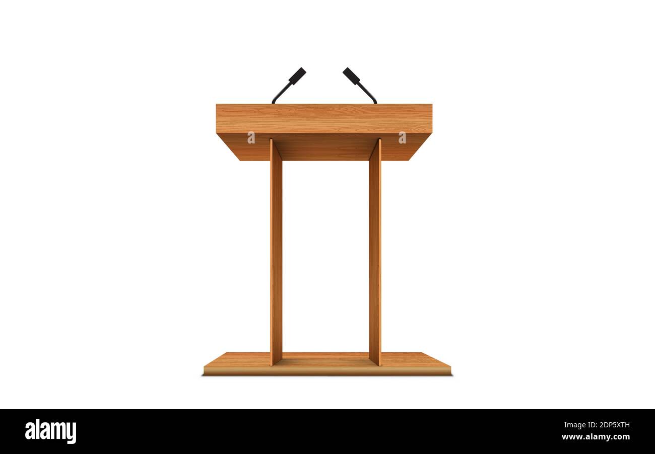 wooden announcement podium in the white studio room Stock Vector Image ...