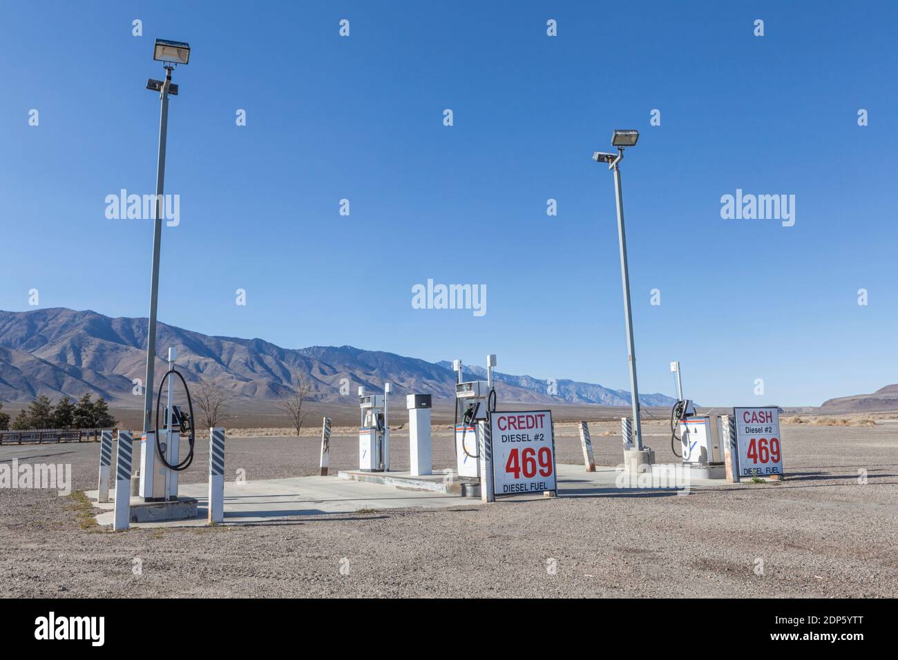 A remote gas station at Lone Pine, California Stock Photo Alamy