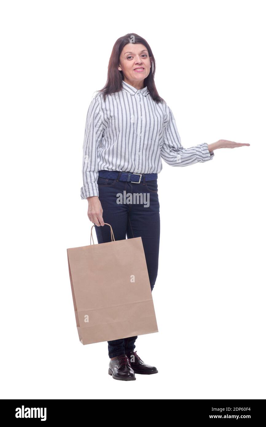 Beautiful woman with the shopping bags isolated on white Stock Photo