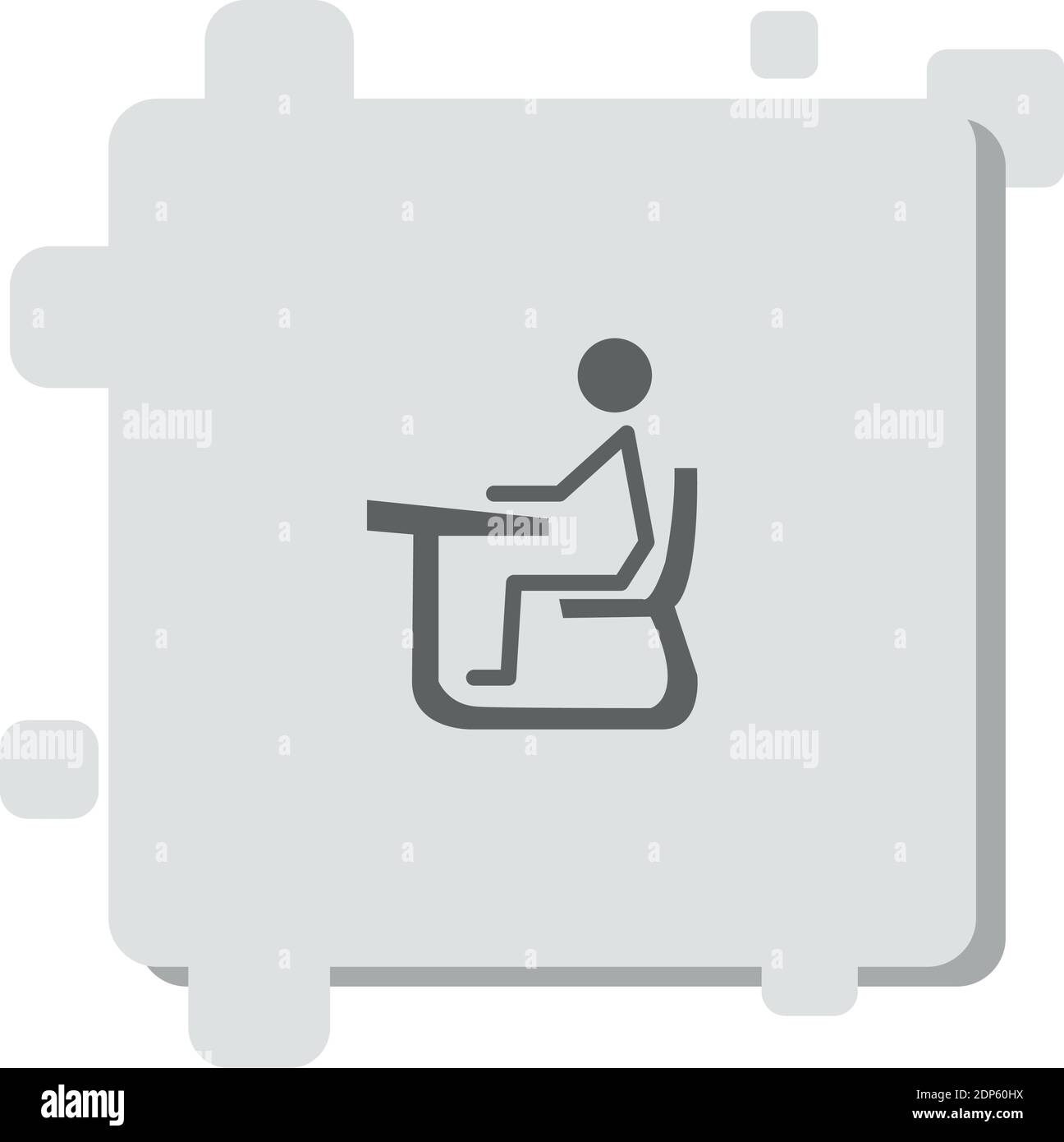 student of stick man sitting on a chair on class desk vector icon modern simple vector illustration Stock Vector