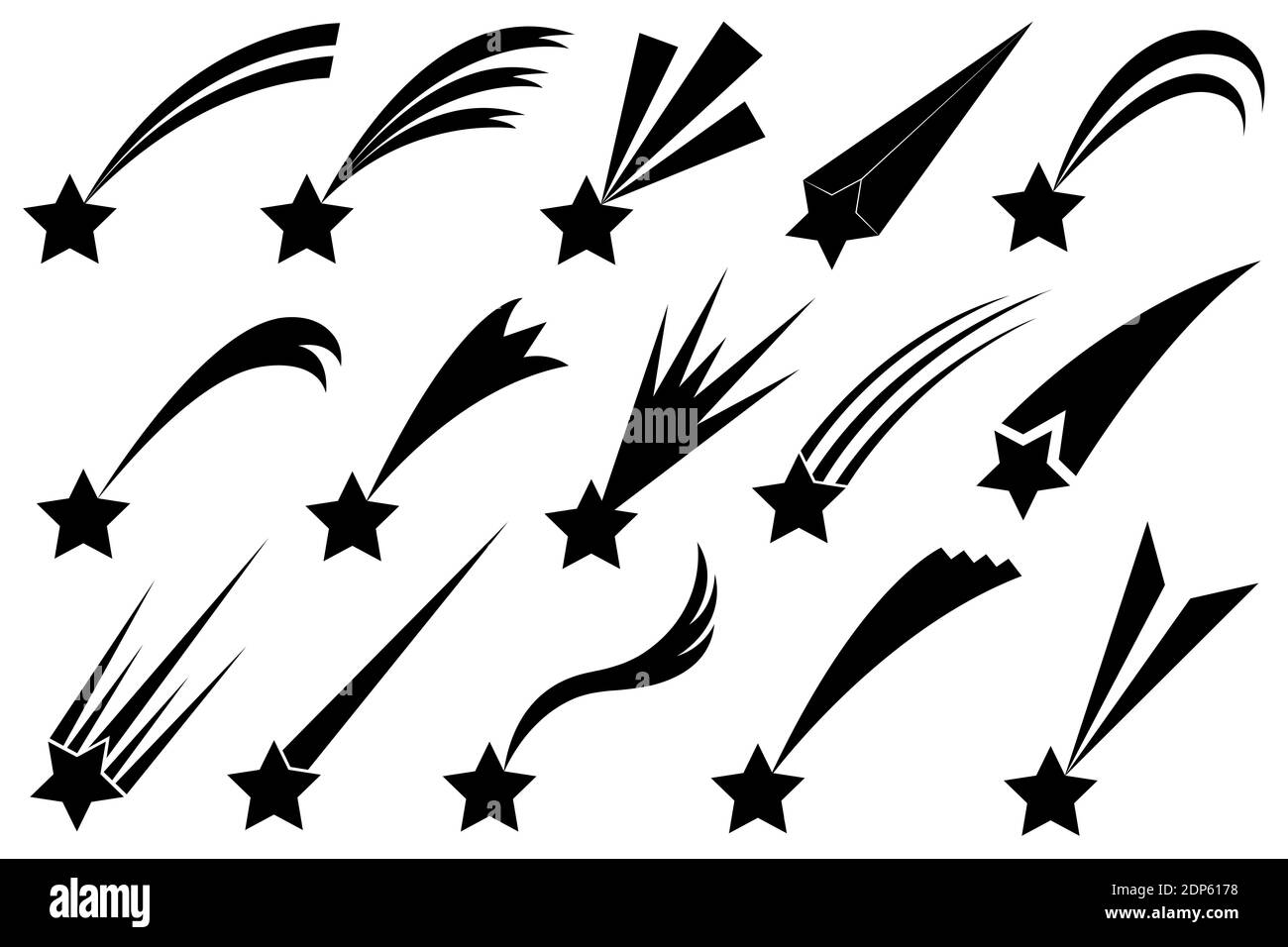 Set of different shooting stars isolated on white Stock Photo Alamy