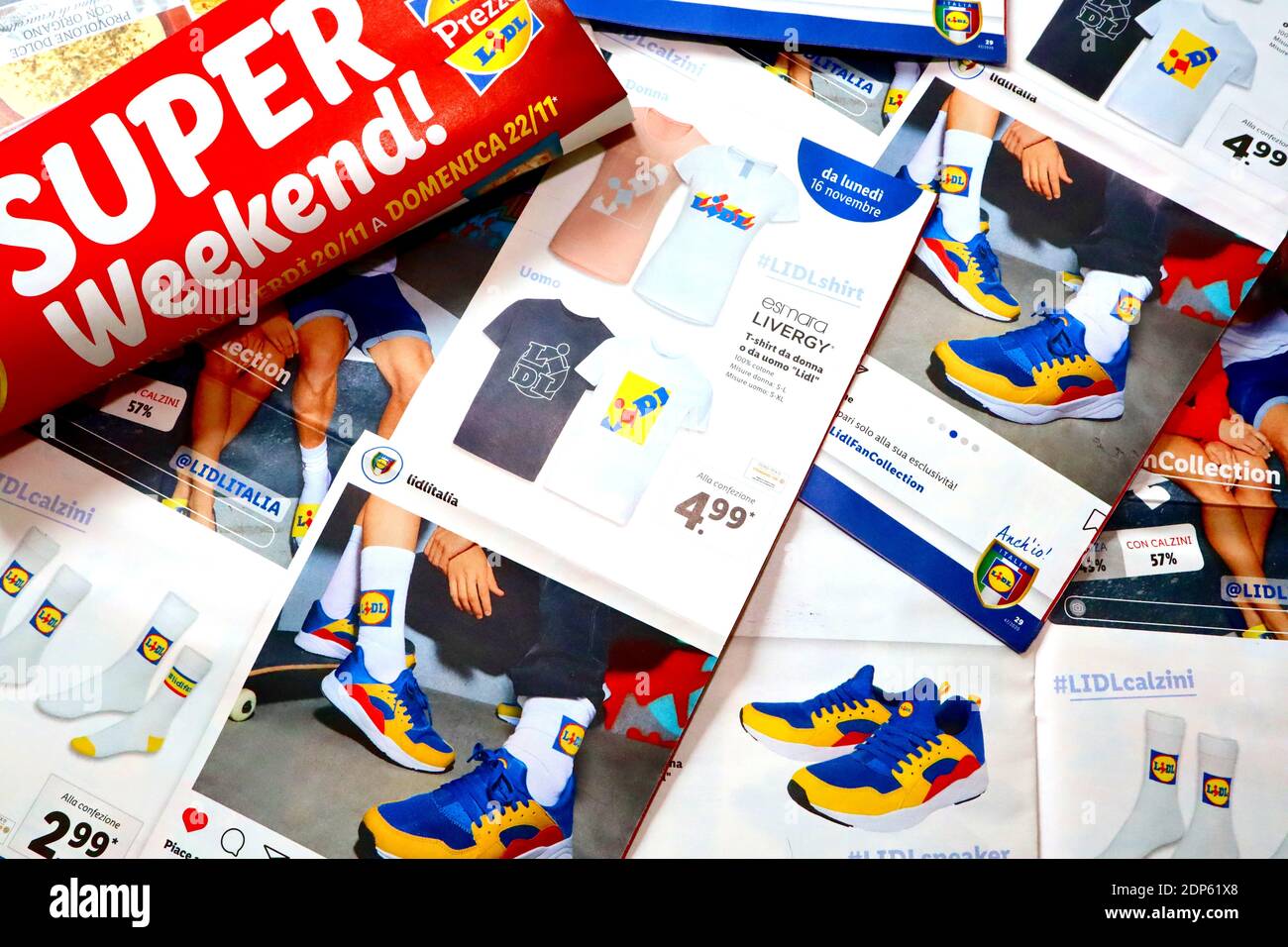 LIDL Supermarket chain Weekly Ad Flyer for Limited Edition of Sneakers,  Flip-Flops, Socks and T-Shirts Stock Photo - Alamy