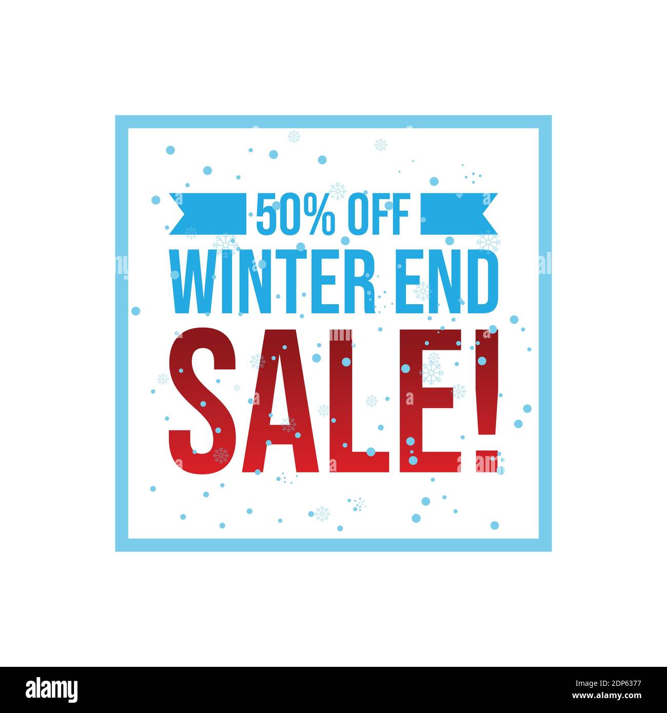 End of year winter sale banner template design. snowflake element on white snow background for year end promotion. Vector illustration Stock Vector