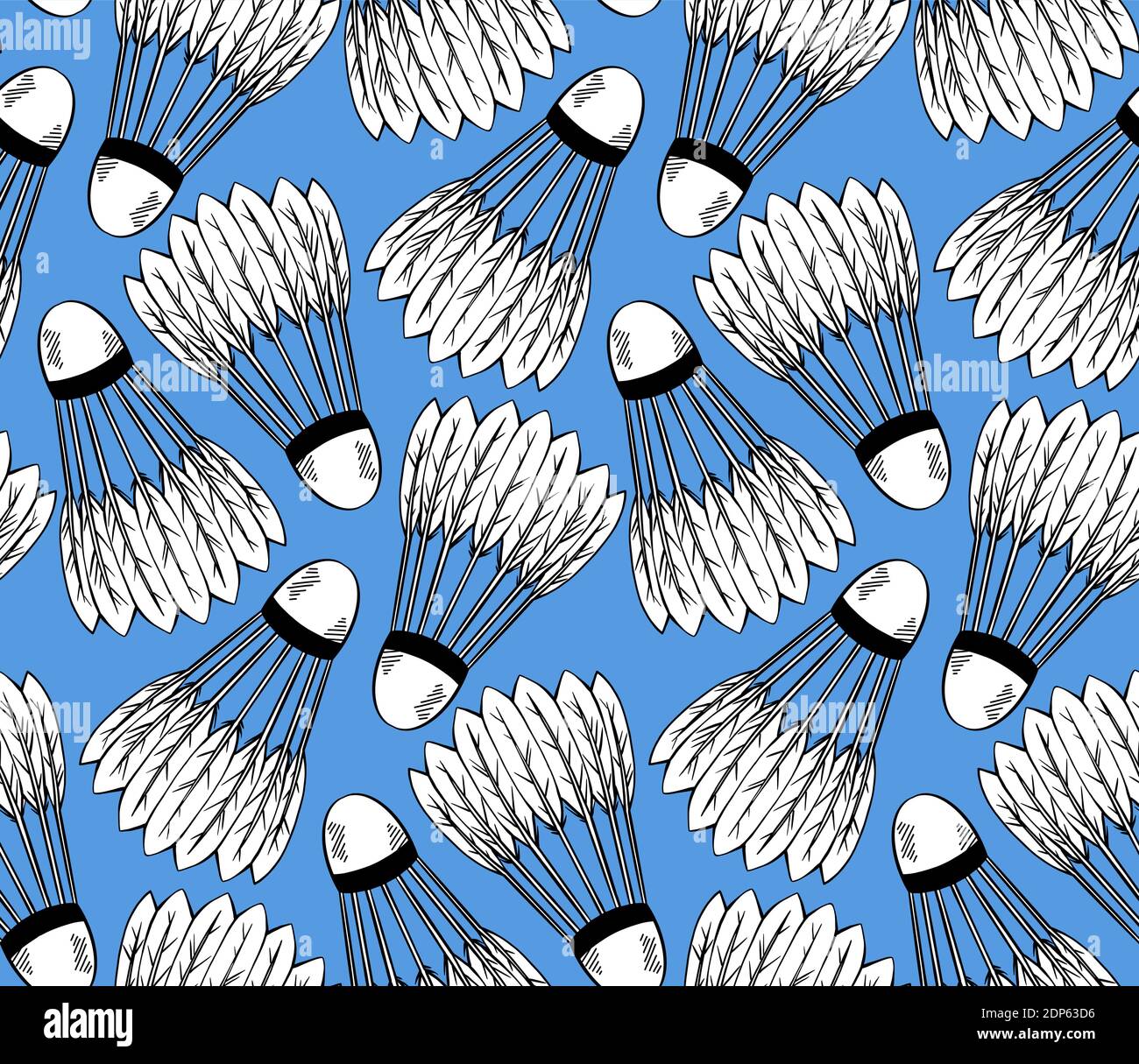 Seamless pattern with a sketch of shuttlecocks for playing badminton on  blue background. Sports equipment. Vector black and white texture with  strokes Stock Vector Image & Art - Alamy